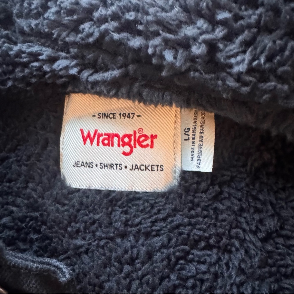 NWT Wrangler Sherpa Lined Trucker Jacket Black Men’s Large Western Denim Coat - Picture 5 of 7